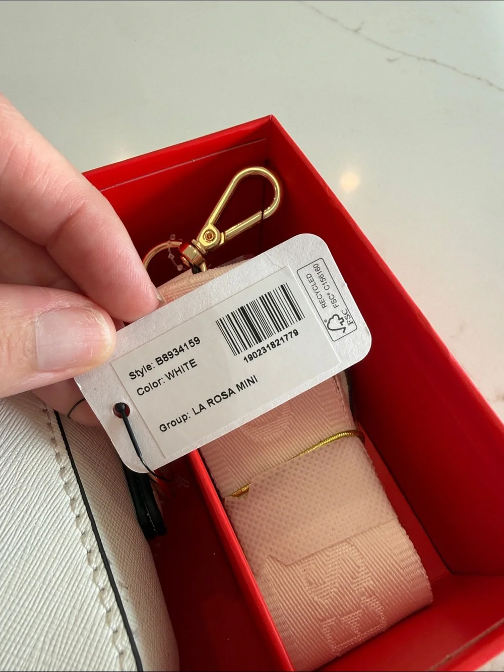 Guess White La Rosa Mini Crossbody with Gold Logo and White Strap